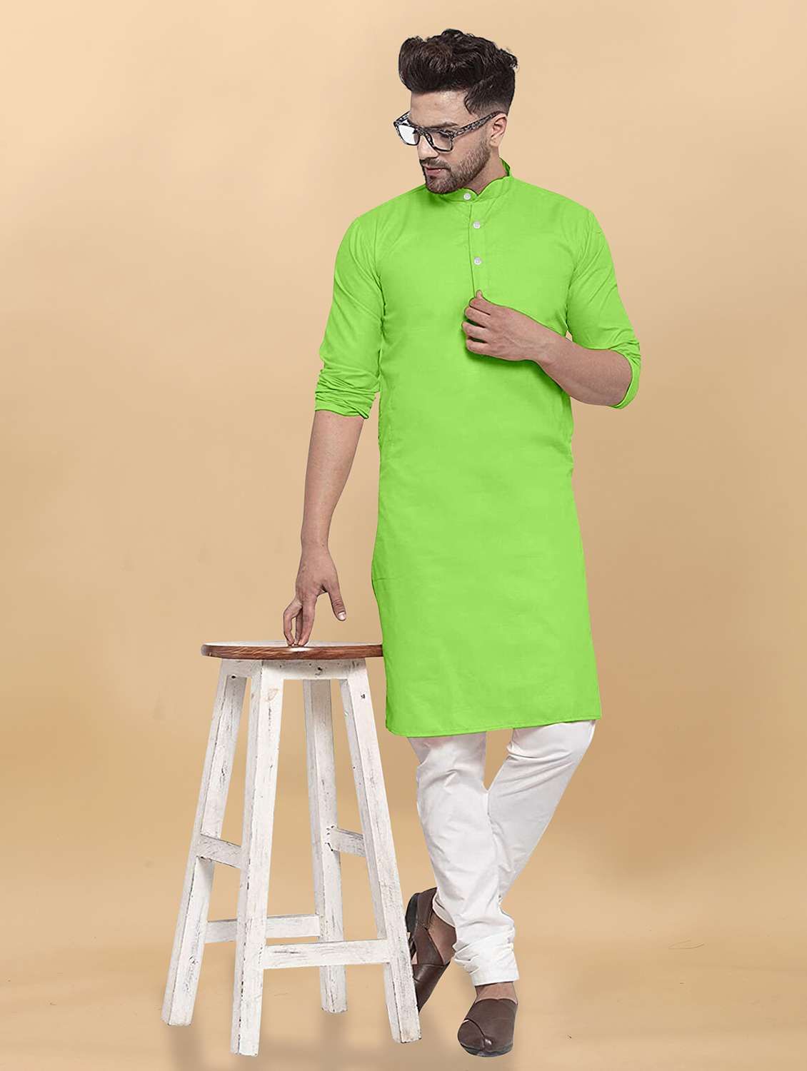 men pack of 2 solid mandarin neck long kurta - 21976868 - Standard Image - 1