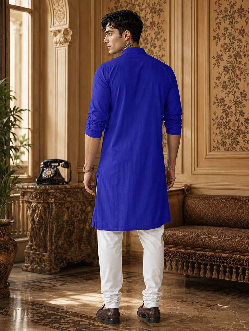men pack of 2 solid mandarin neck long kurta - 21976876 -  Standard Image - 4
