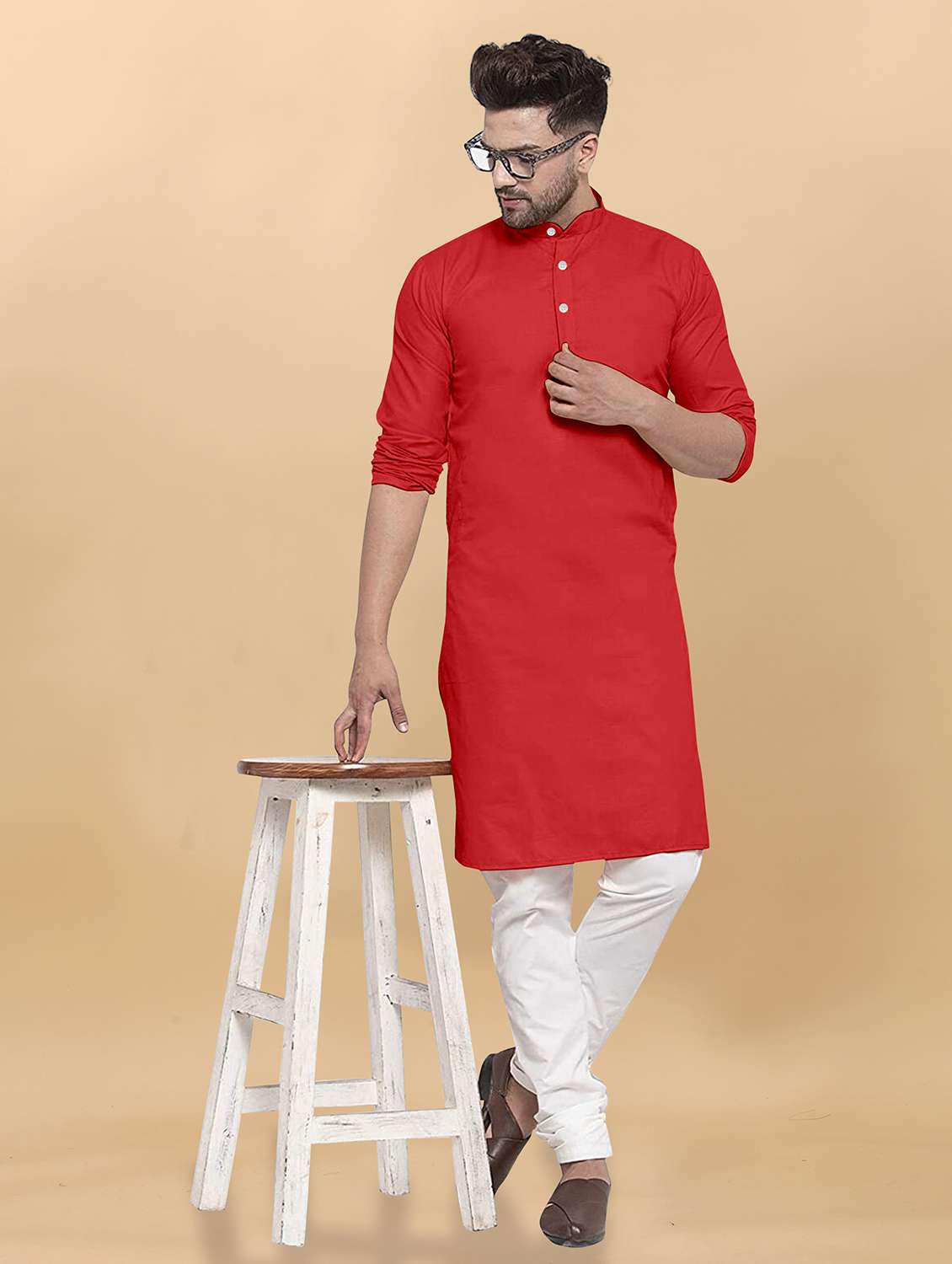 men pack of 2 solid mandarin neck long kurta - 21976893 -  Standard Image - 1
