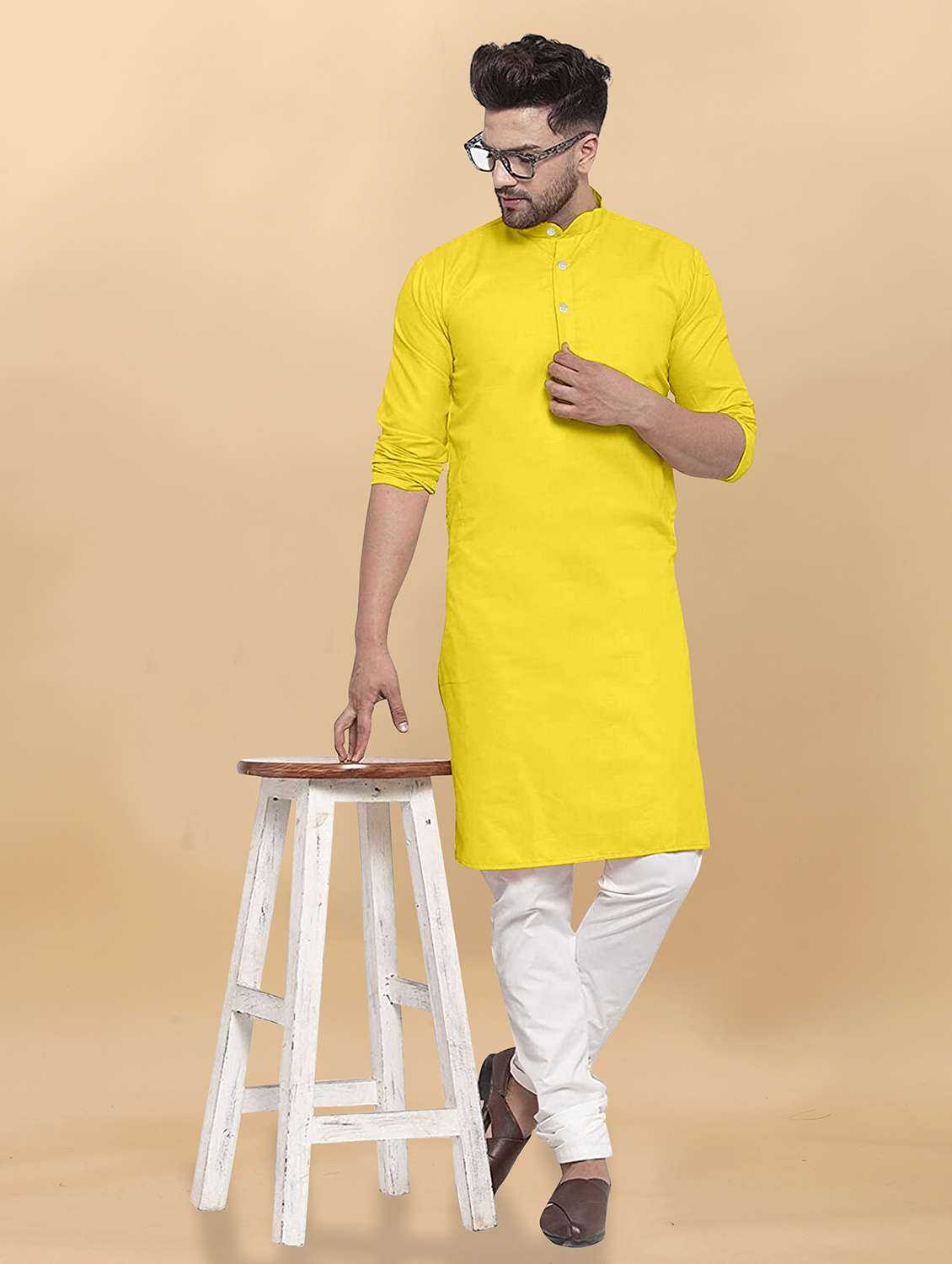 men pack of 2 solid mandarin neck long kurta - 21976923 -  Standard Image - 1