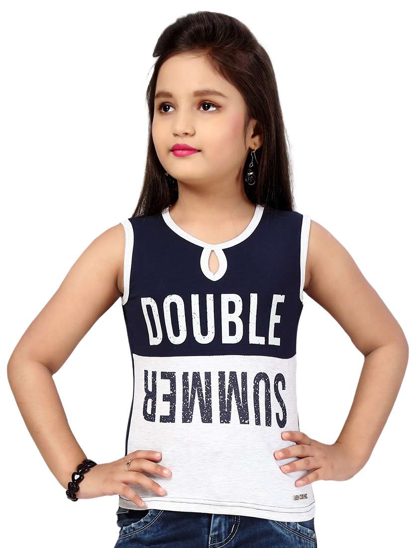 girls color blocked sleeveless tee