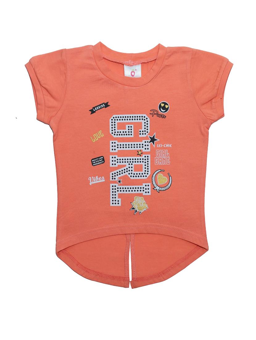 girls orange printed short sleeve high low tee - 21976931 - Standard Image - 1