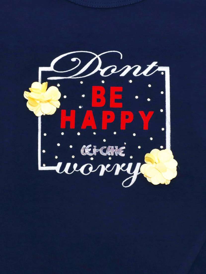 girls navy blue printed short sleeve crop tee - 21976933 -  Standard Image - 4