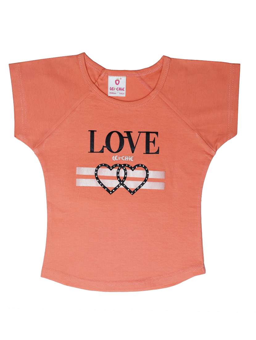 girls peach printed short sleeve tee - 21976937 -  Standard Image - 1