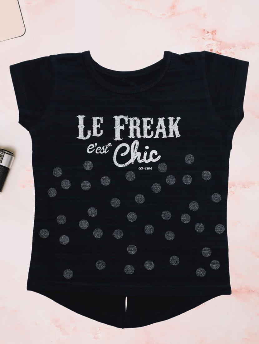 girls black printed short sleeve tee - 21976939 - Standard Image - 1