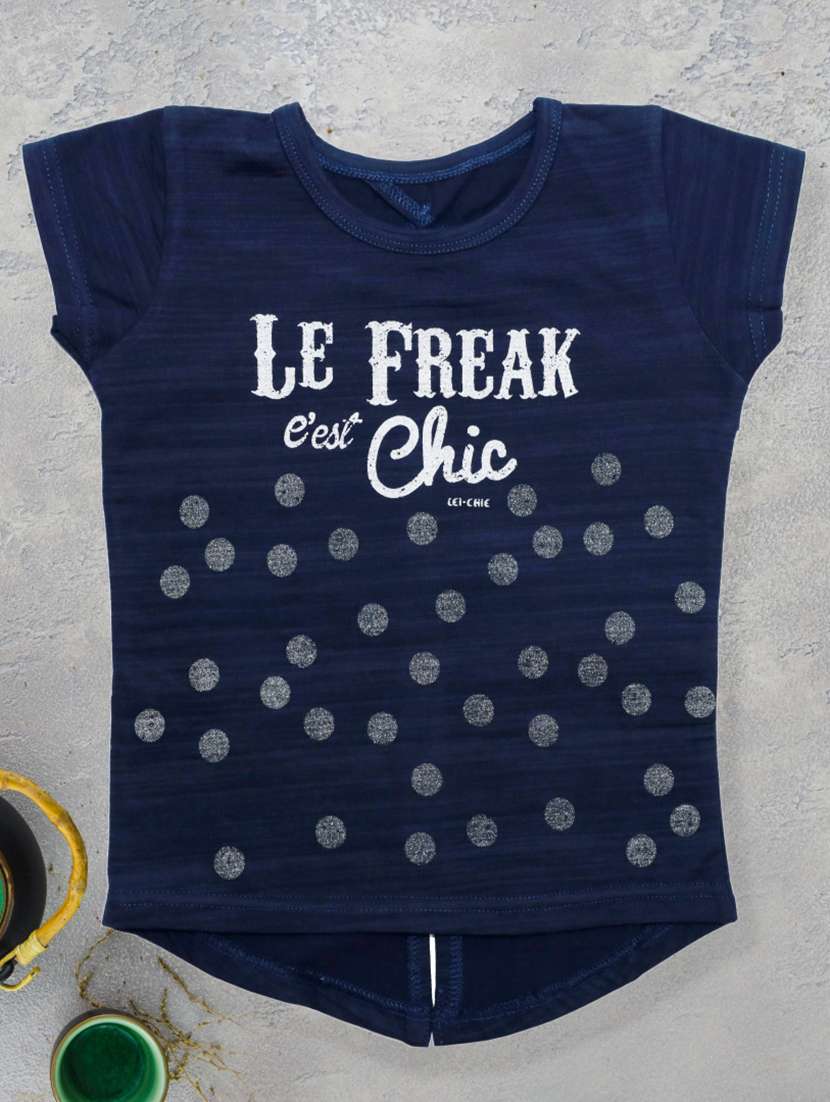 girls navy blue printed  short sleeve tee - 21976940 -  Standard Image - 1