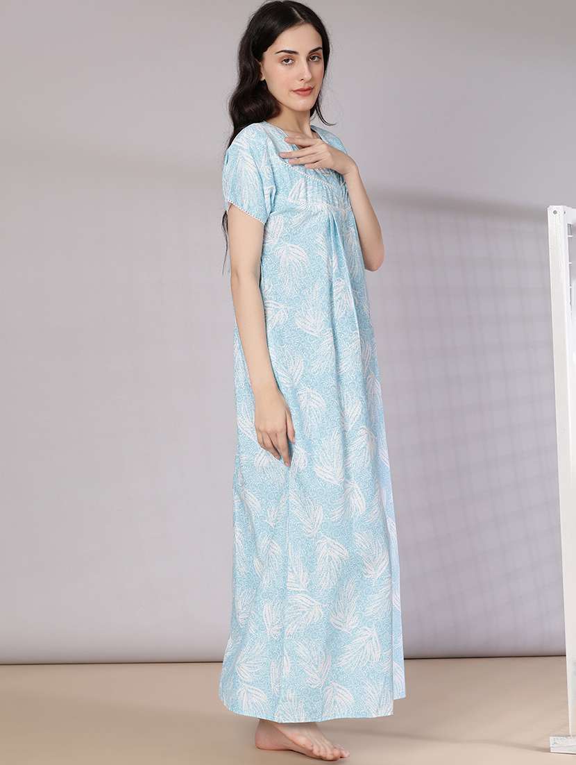 women printed short sleeve nighty - 21977005 -  Standard Image - 1