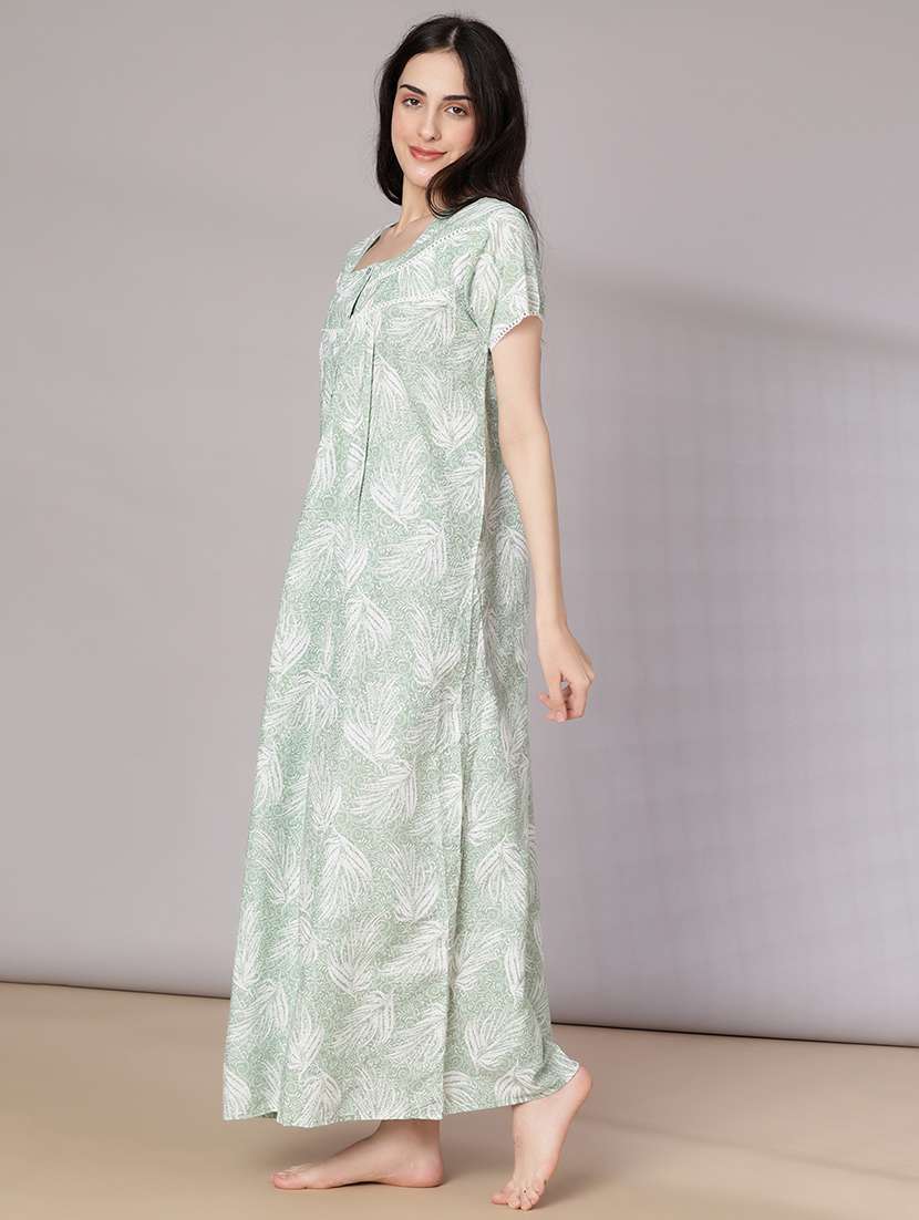 women printed short sleeve nighty - 21977006 -  Standard Image - 1