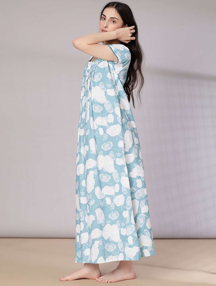 women printed short sleeve nighty - 21977007 -  Standard Image - 1