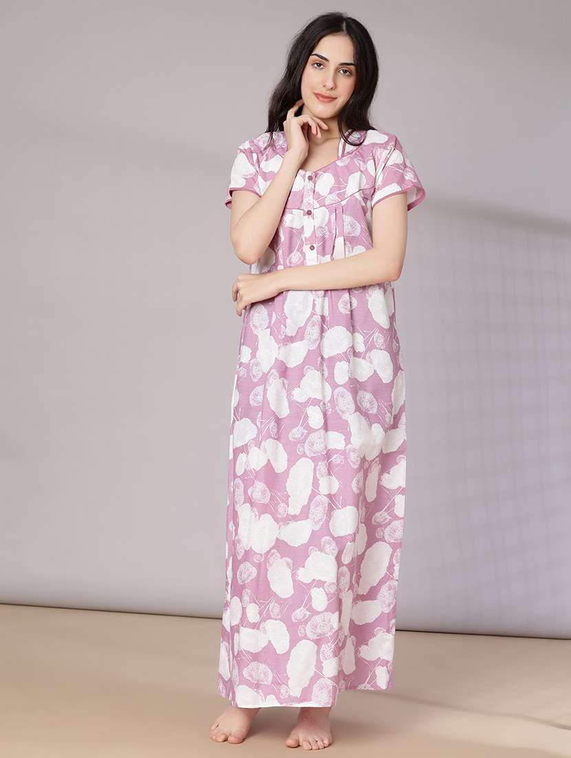 women printed short sleeve nighty - 21977008 -  Standard Image - 1