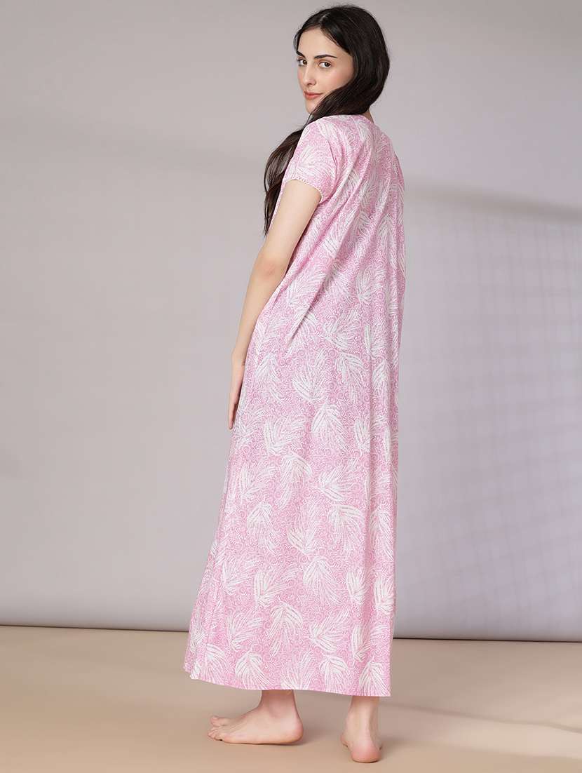 women printed short sleeve nighty - 21977009 -  Standard Image - 4
