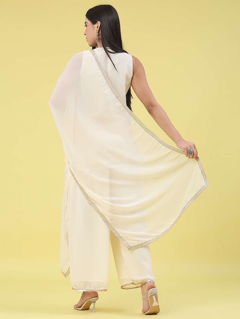 women self design sleeveless kurta palazzo with dupatta set - 21977010 -  Standard Image - 4