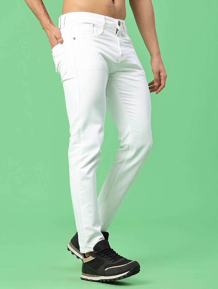 men plain mid rise full length slim fit jeans - 21977019 -  Standard Image - 1