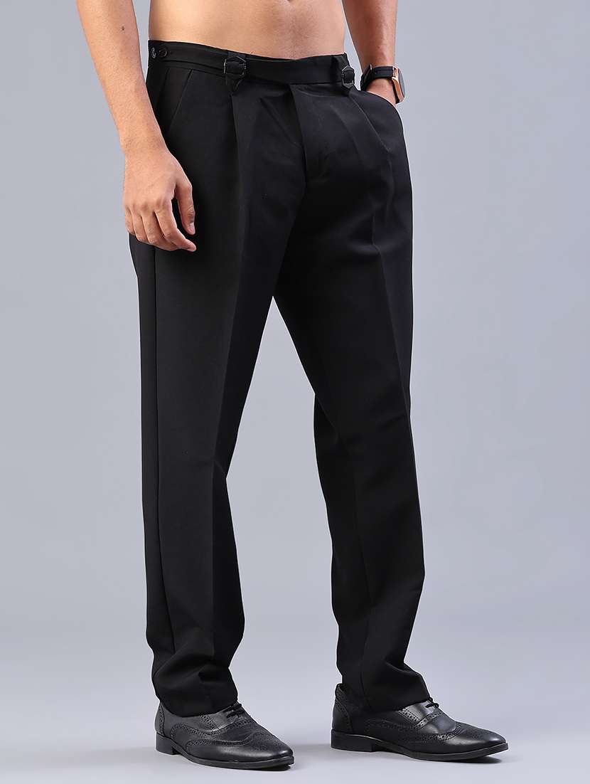 men solid mid rise flat front formal trouser - 21977021 -  Standard Image - 1