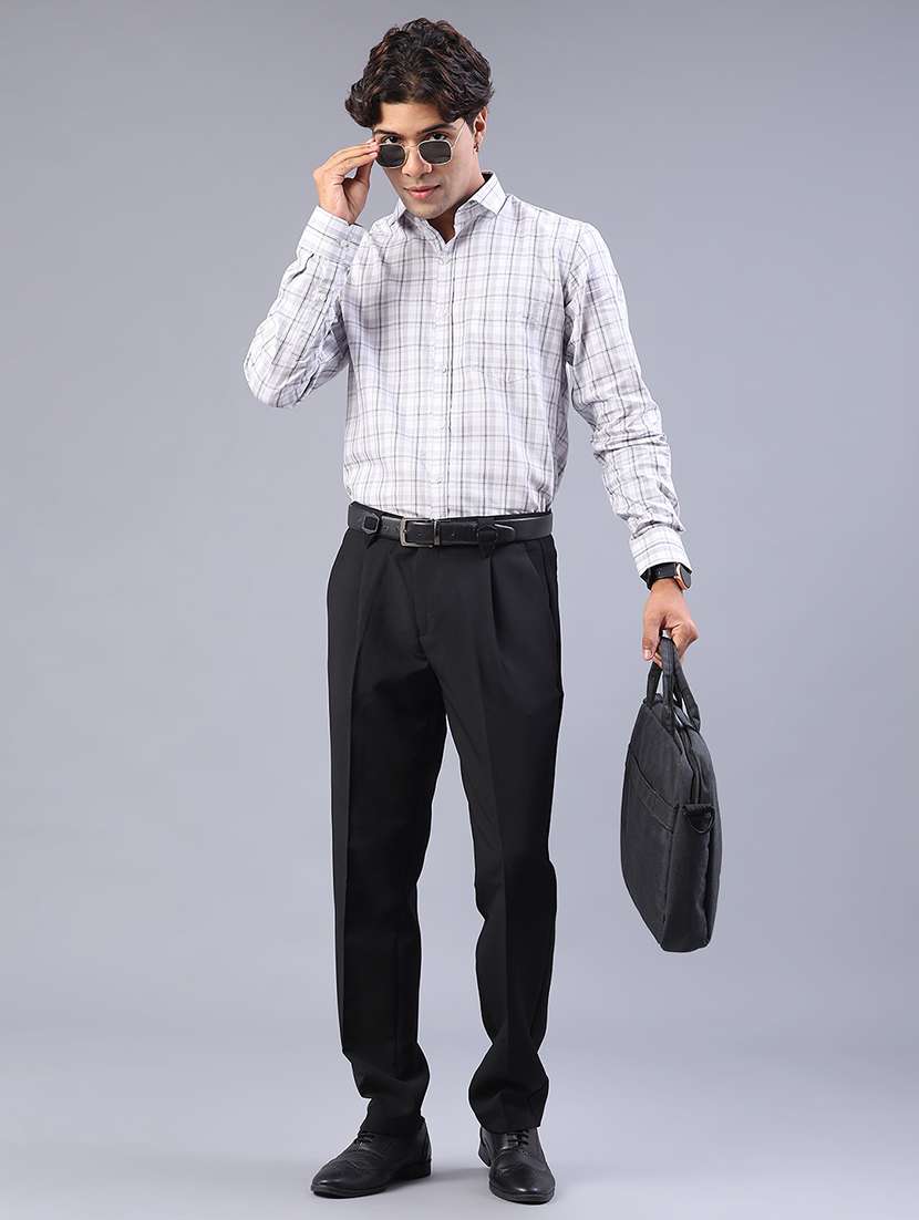 men solid mid rise flat front formal trouser - 21977021 -  Standard Image - 4