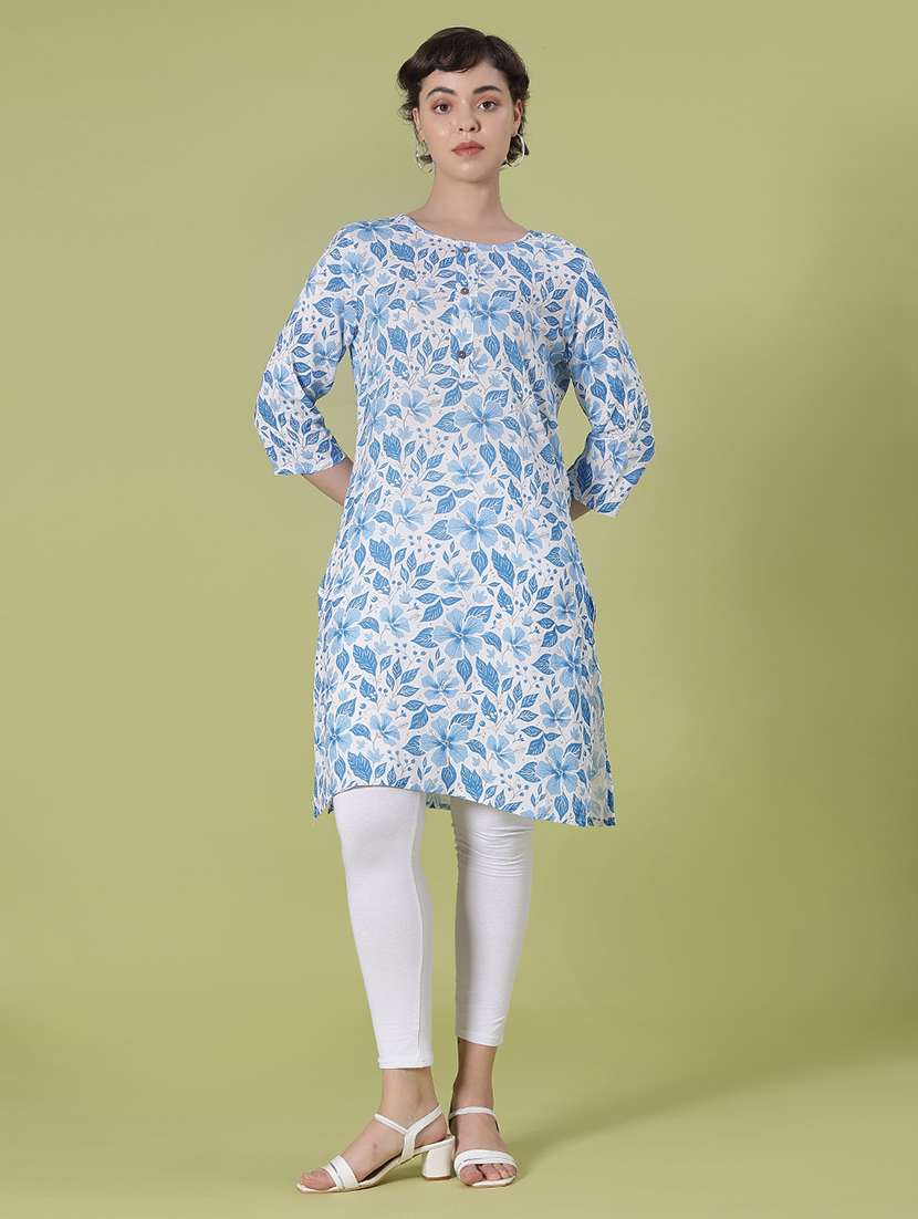 women three quarter sleeve straight kurta