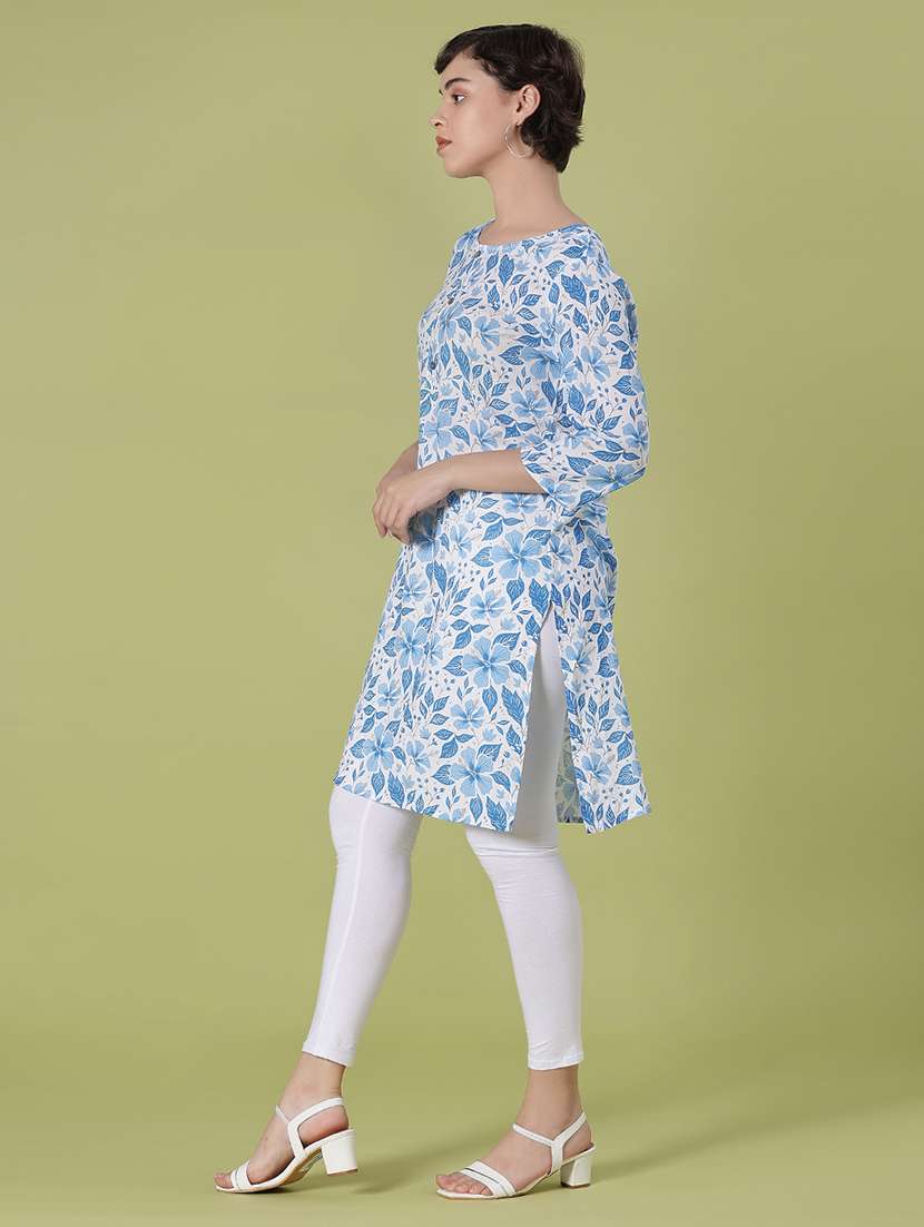 women three quarter sleeve straight kurta - 21977044 -  Standard Image - 1