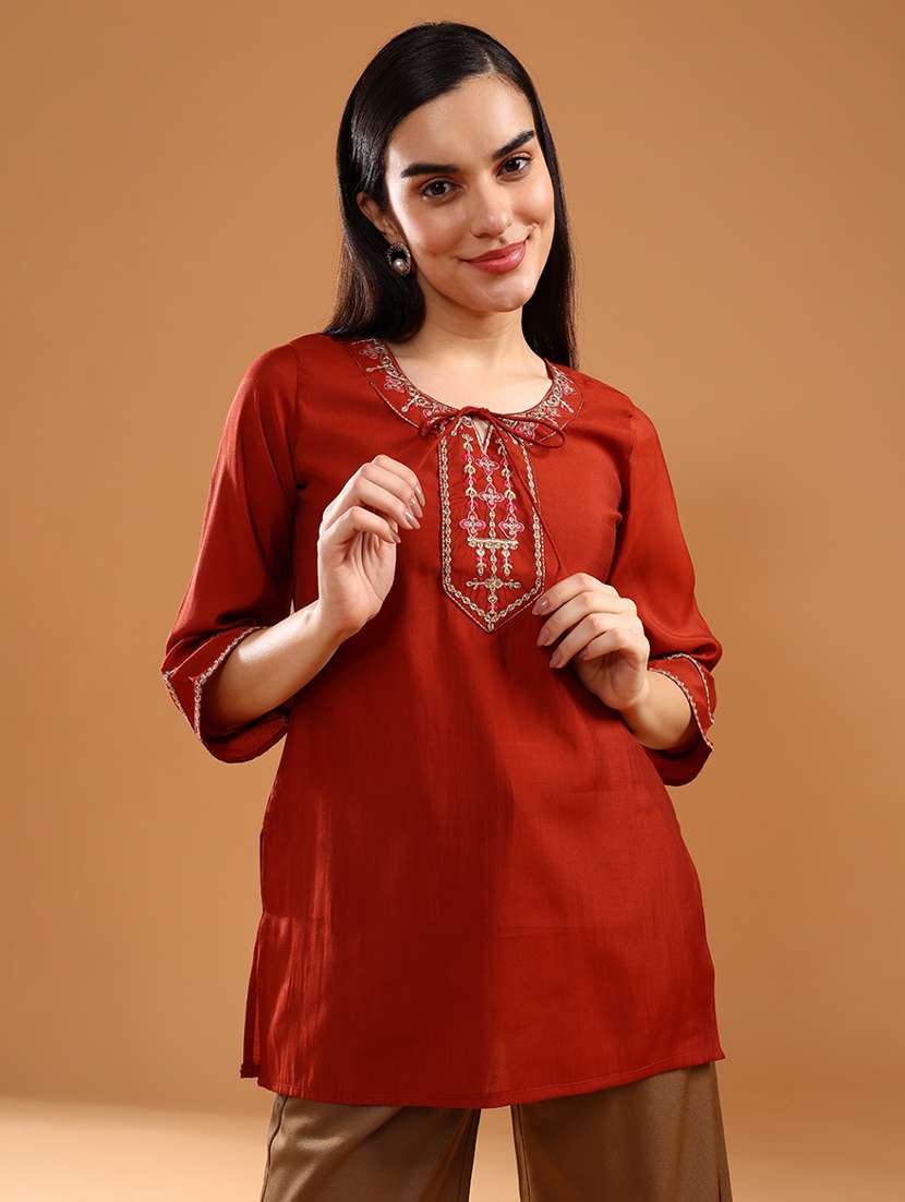 women printed three quarter sleeve kurti - 21977079 -  Standard Image - 1