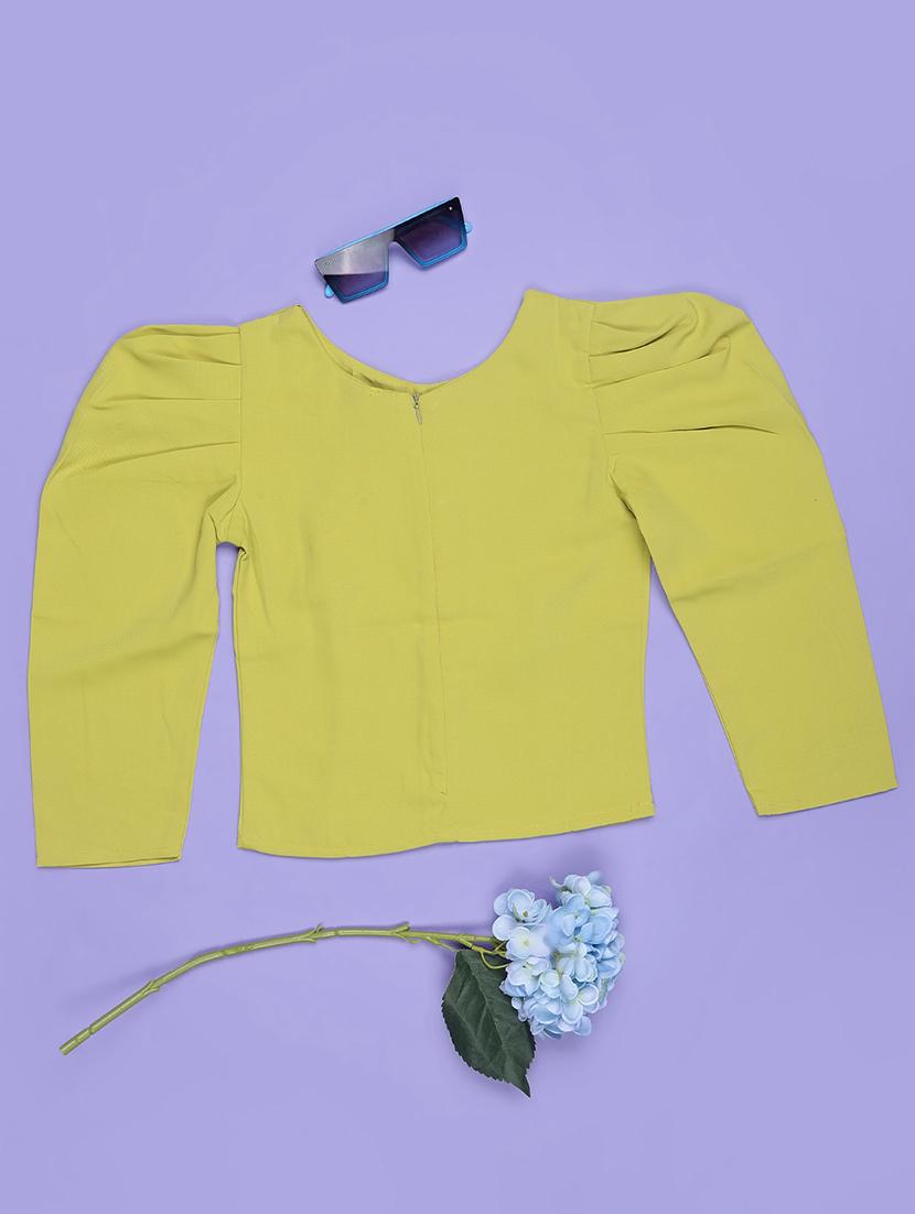 girls solid puff sleeve top - 21977176 -  Standard Image - 1