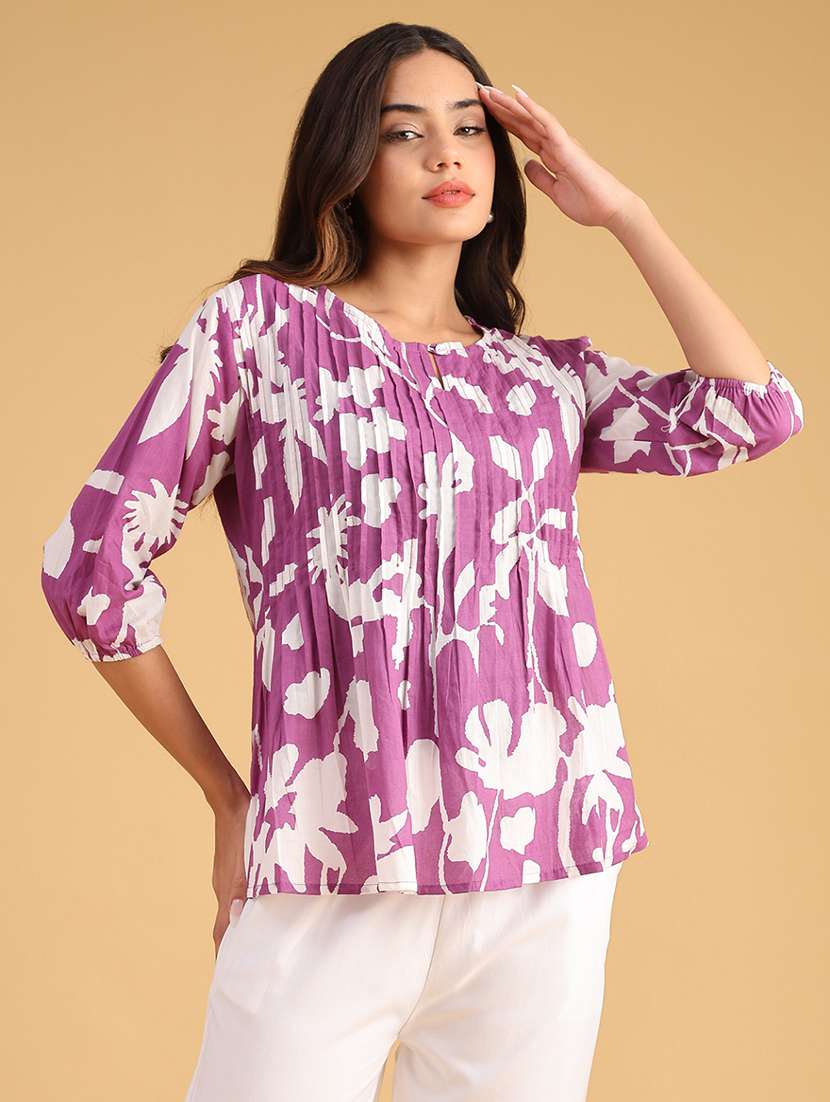 women printe three quarter sleeve kurti - 21977208 -  Standard Image - 1