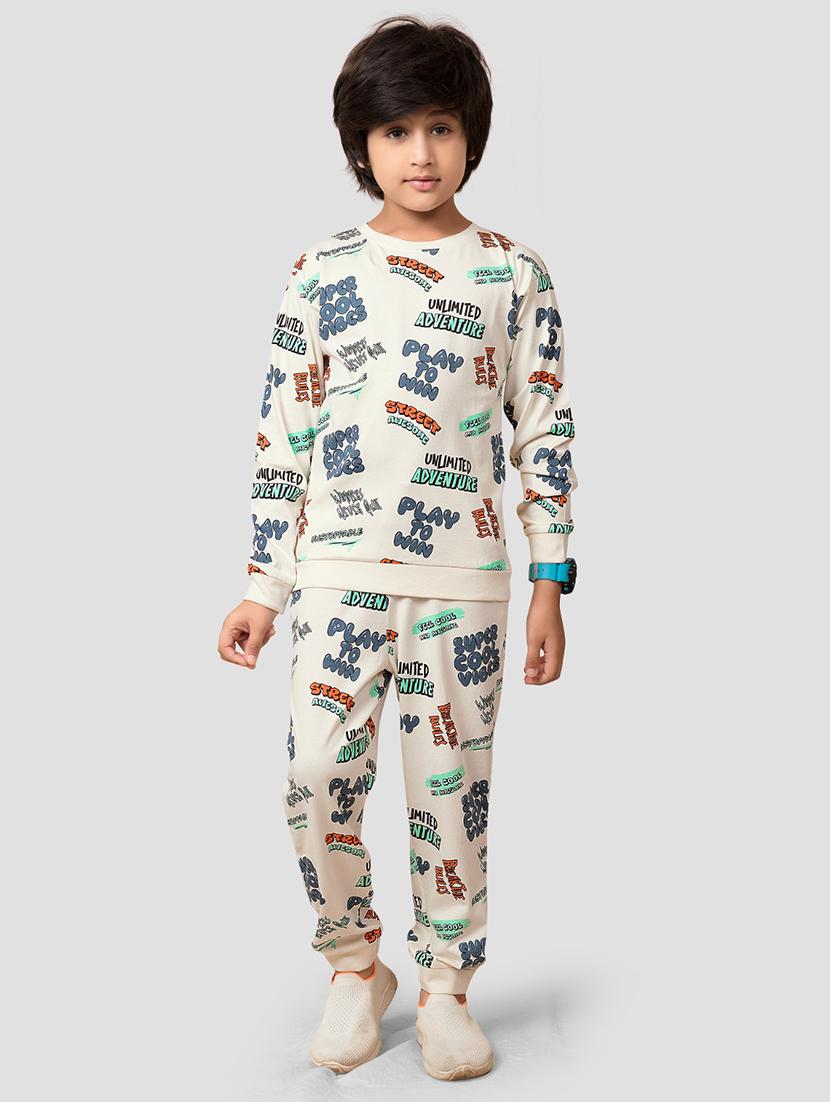 boys printed t-shirt & jogger full length set - 21977244 - Standard Image - 1