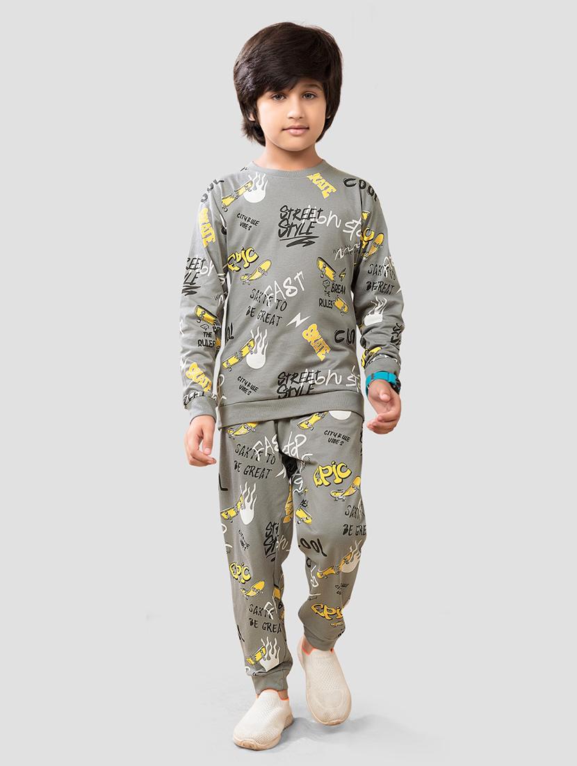 boys printed t-shirt & jogger full length set - 21977246 - Standard Image - 1