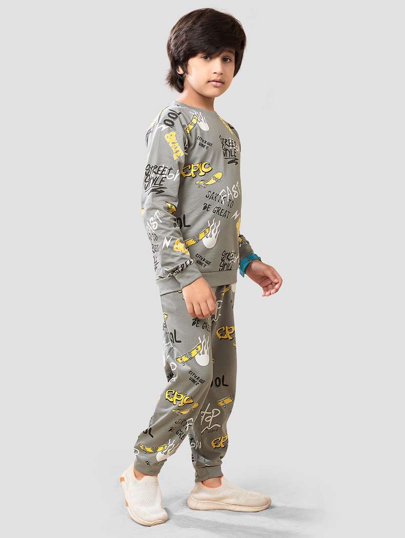 Boys Printed T Shirt & Jogger Full Length Set