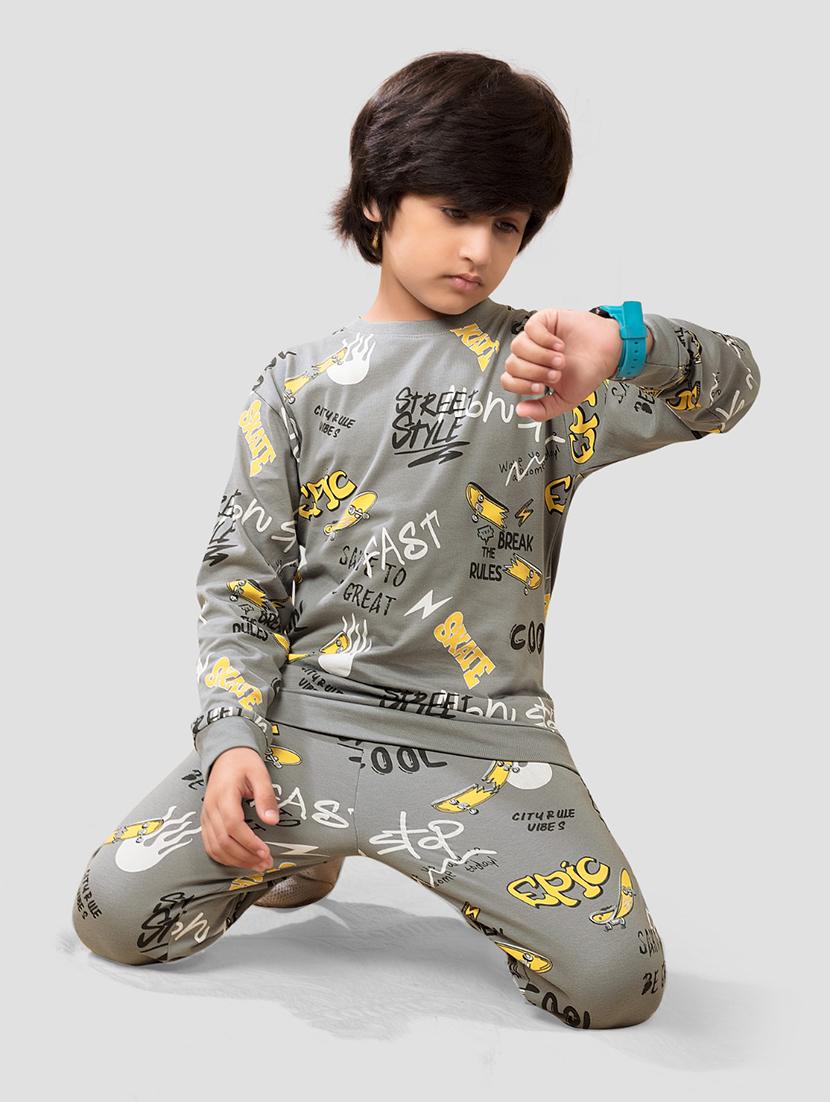 boys printed t-shirt & jogger full length set - 21977246 - Standard Image - 4