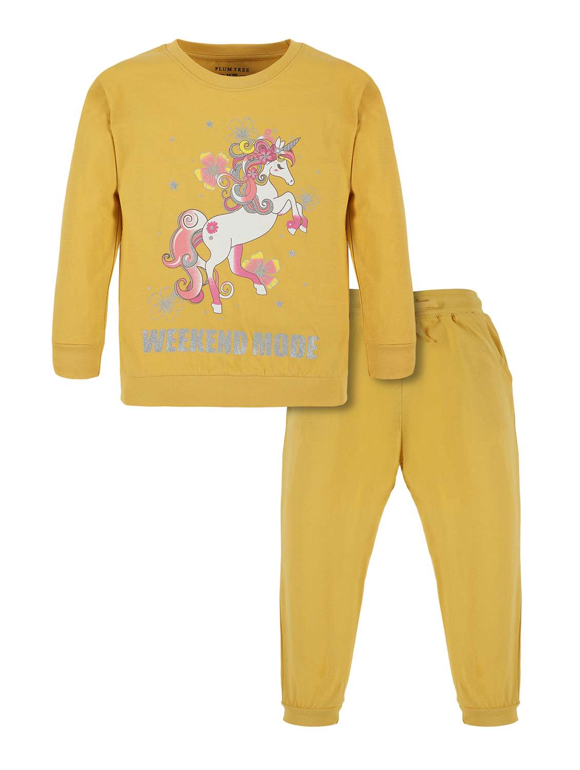 girls printed long sleeve full length set