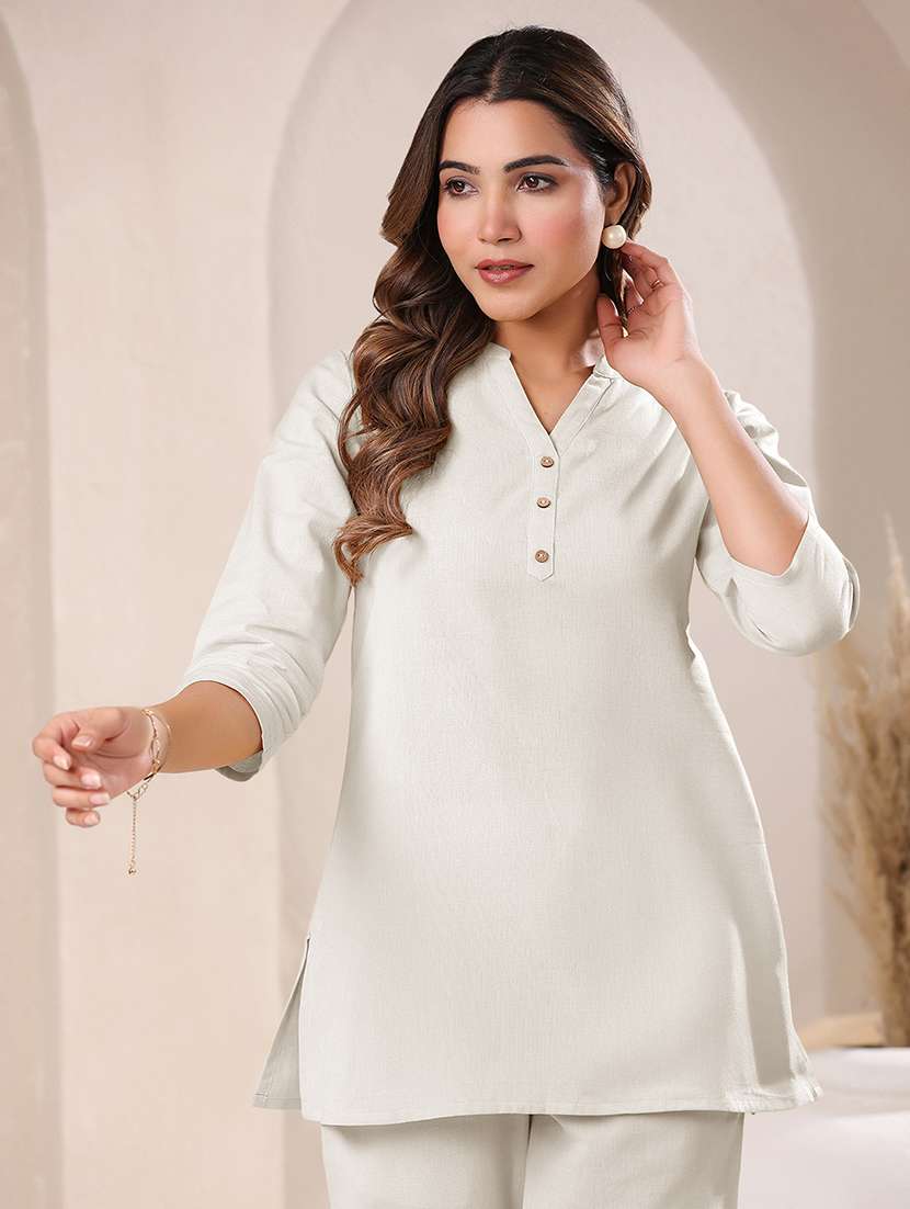 women three quarter sleeve straight kurti - 21977278 -  Standard Image - 1