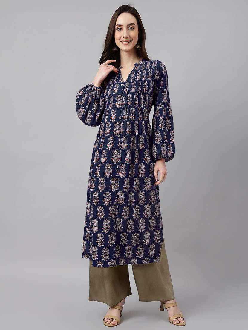 women printed long sleeve a-line kurta - 21977280 -  Standard Image - 1