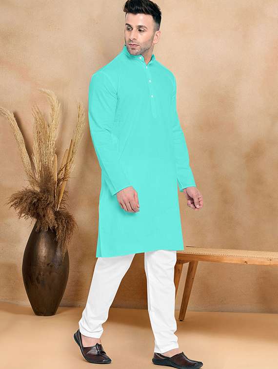men pack of 2 solid mandarin neck kurta pyjama ethnic wear set - 21977326 -  Standard Image - 1