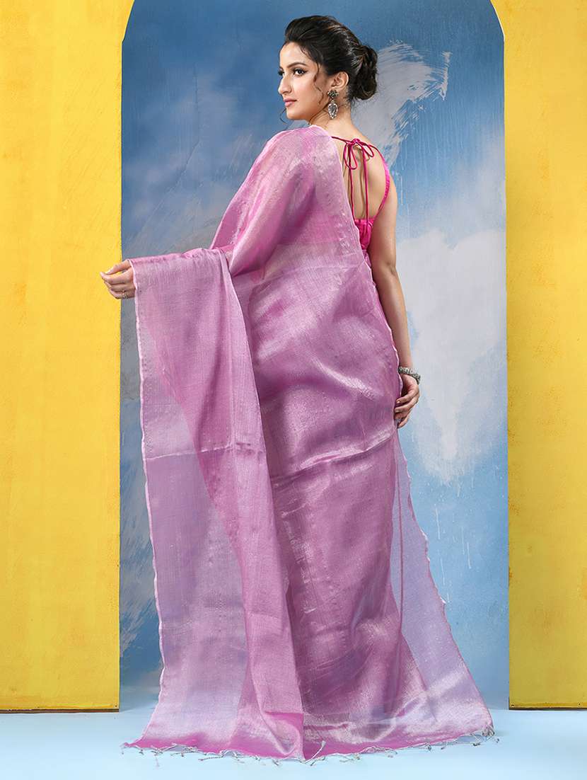 women solid plain saree with blouse - 21977353 - Standard Image - 1