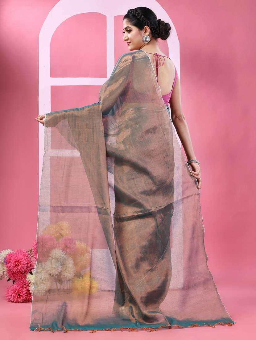 women solid plain saree with blouse - 21977355 -  Standard Image - 1