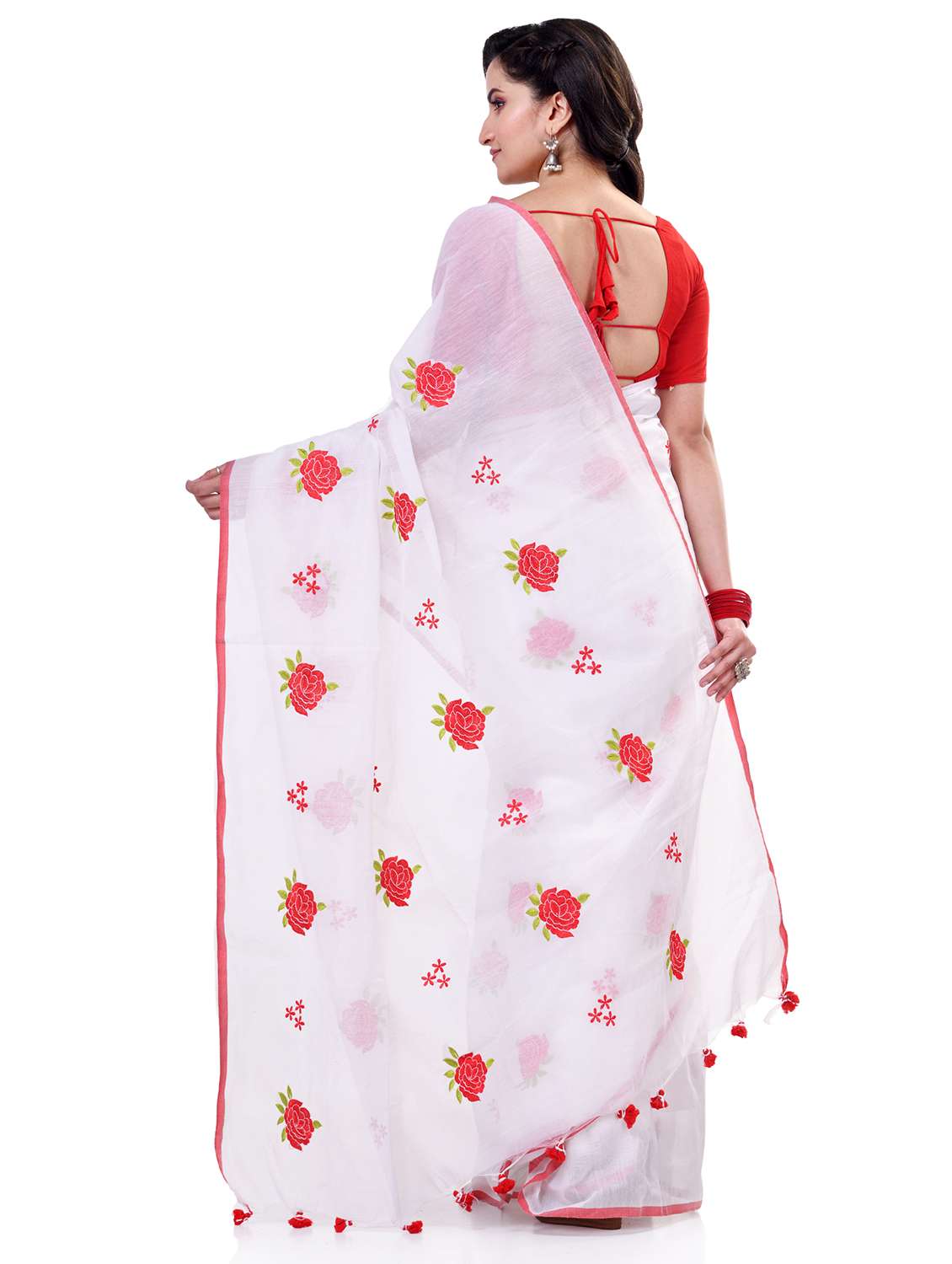 women floral handloom saree with blouse - 21977367 -  Standard Image - 1