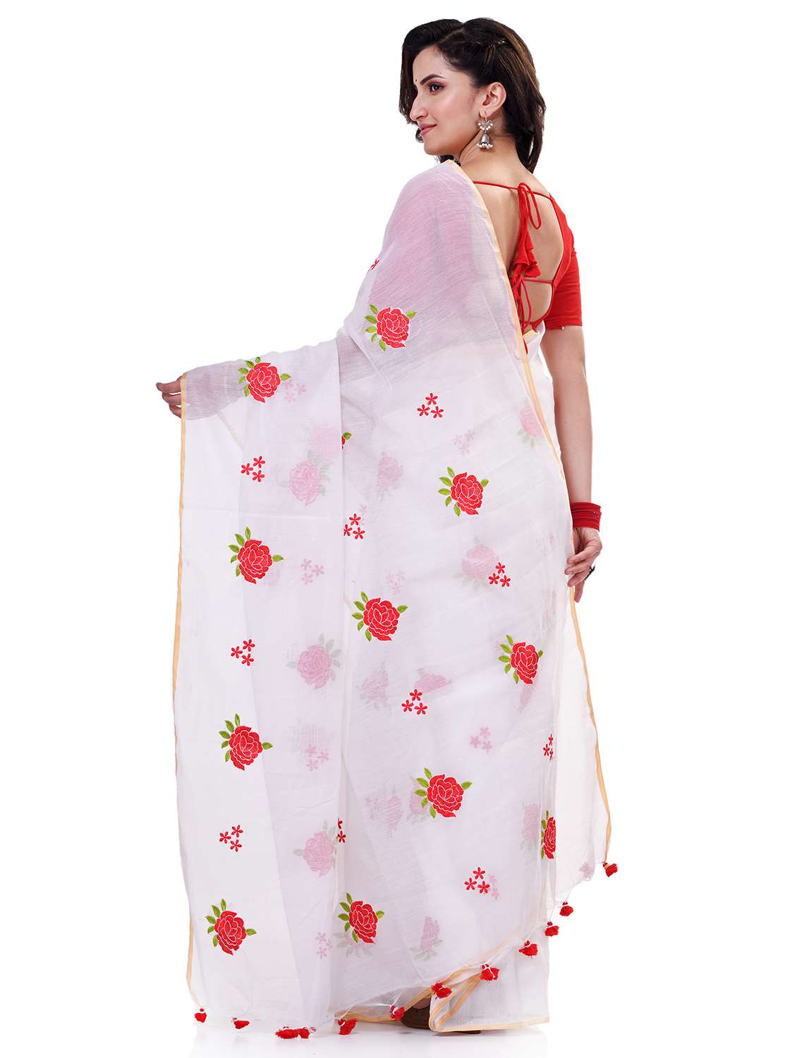 women floral handloom saree with blouse - 21977368 -  Standard Image - 1