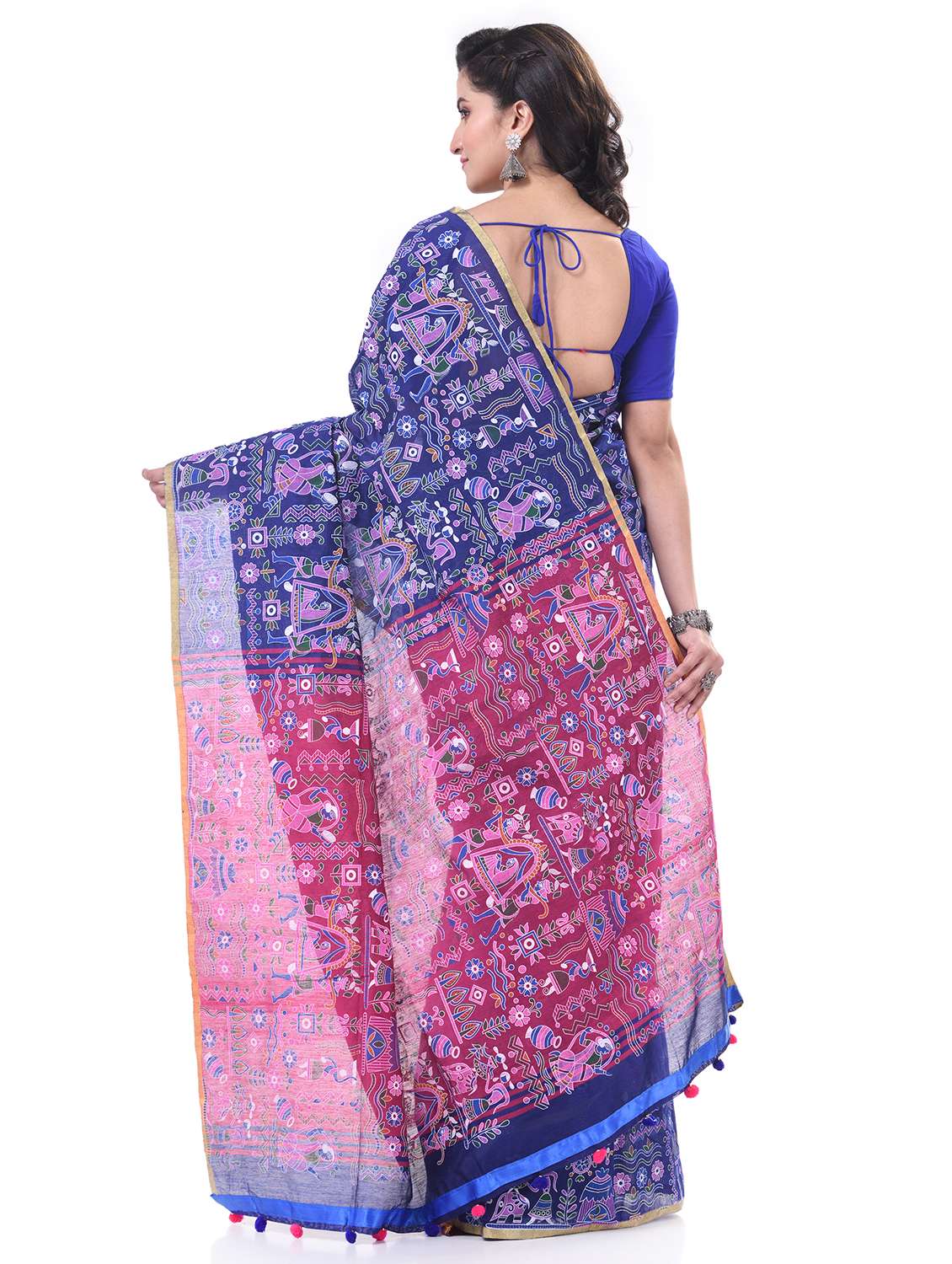 women printed handloom saree with blouse - 21977369 -  Standard Image - 1