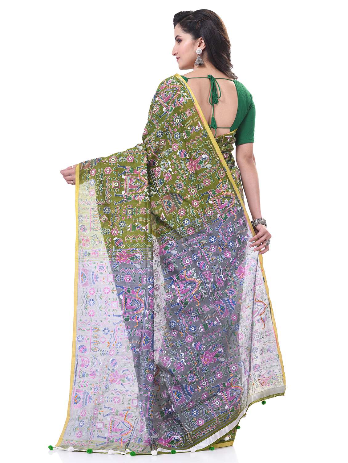 women printed handloom saree with blouse - 21977370 -  Standard Image - 1