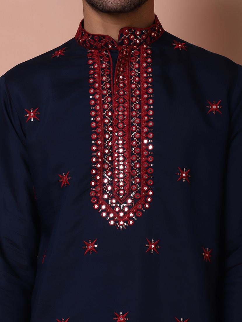 men embroidered mandarin neck kurta with dupatta - 21977397 - Standard Image - 4