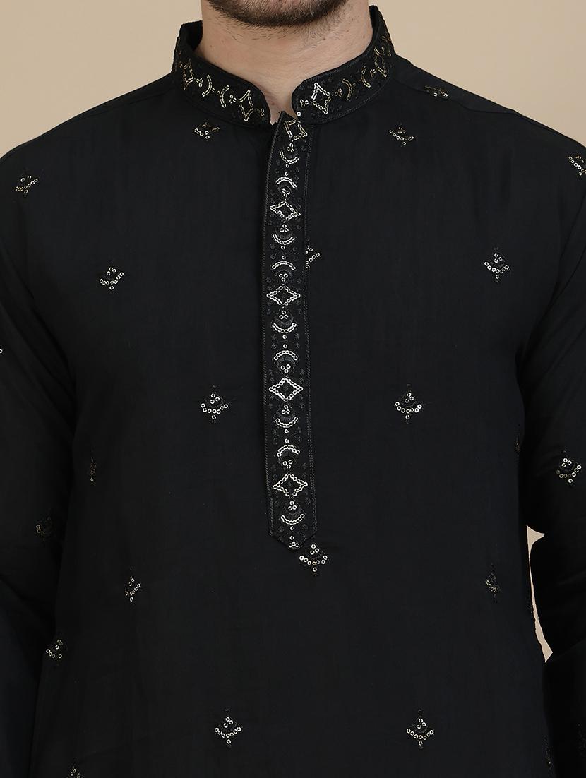 men embroidered mandarin neck kurta with dupatta - 21977401 - Standard Image - 4