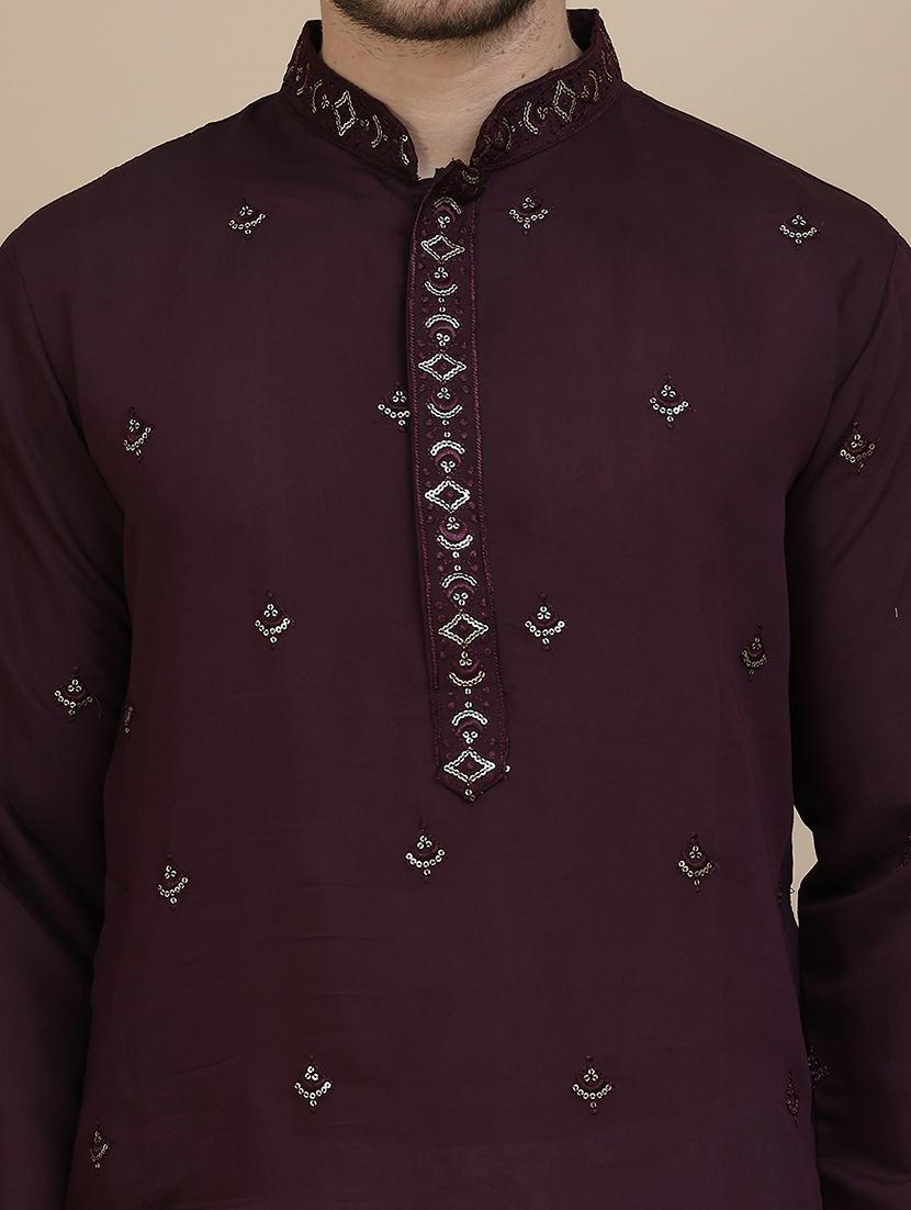 men embroidered mandarin neck kurta with dupatta - 21977404 - Standard Image - 4