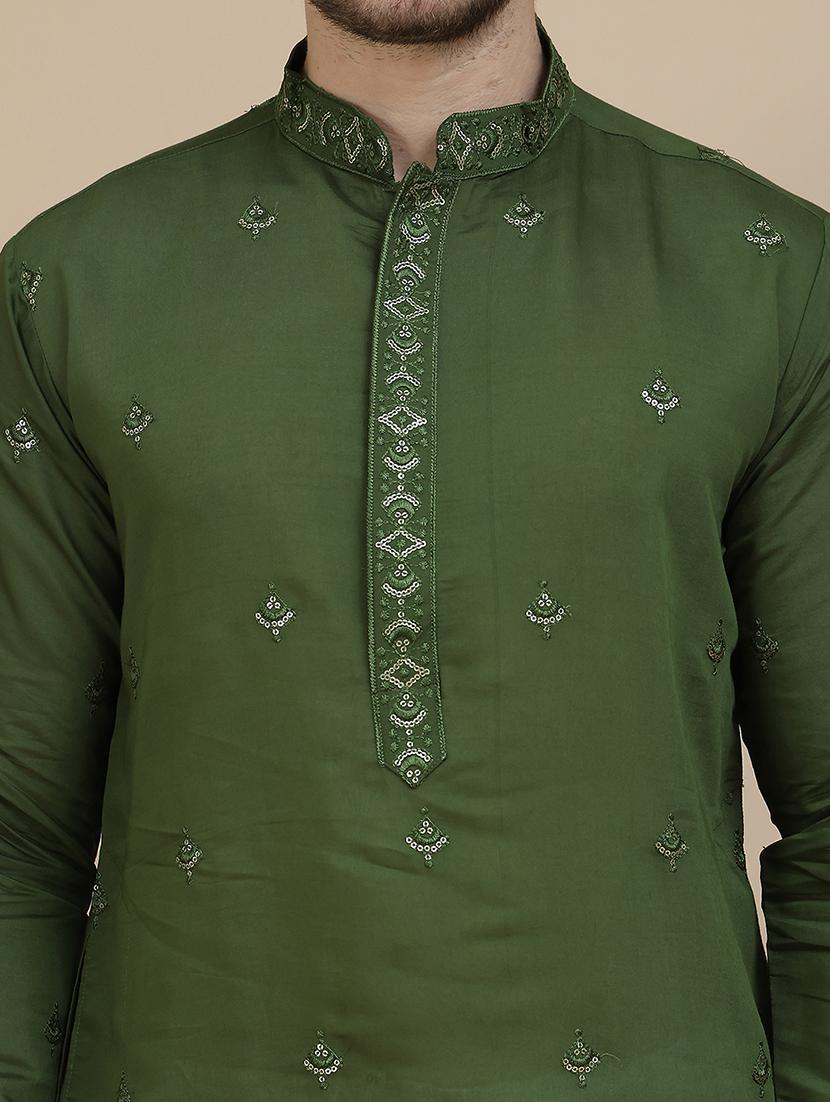 men embroidered mandarin neck kurta with dupatta - 21977413 - Standard Image - 4