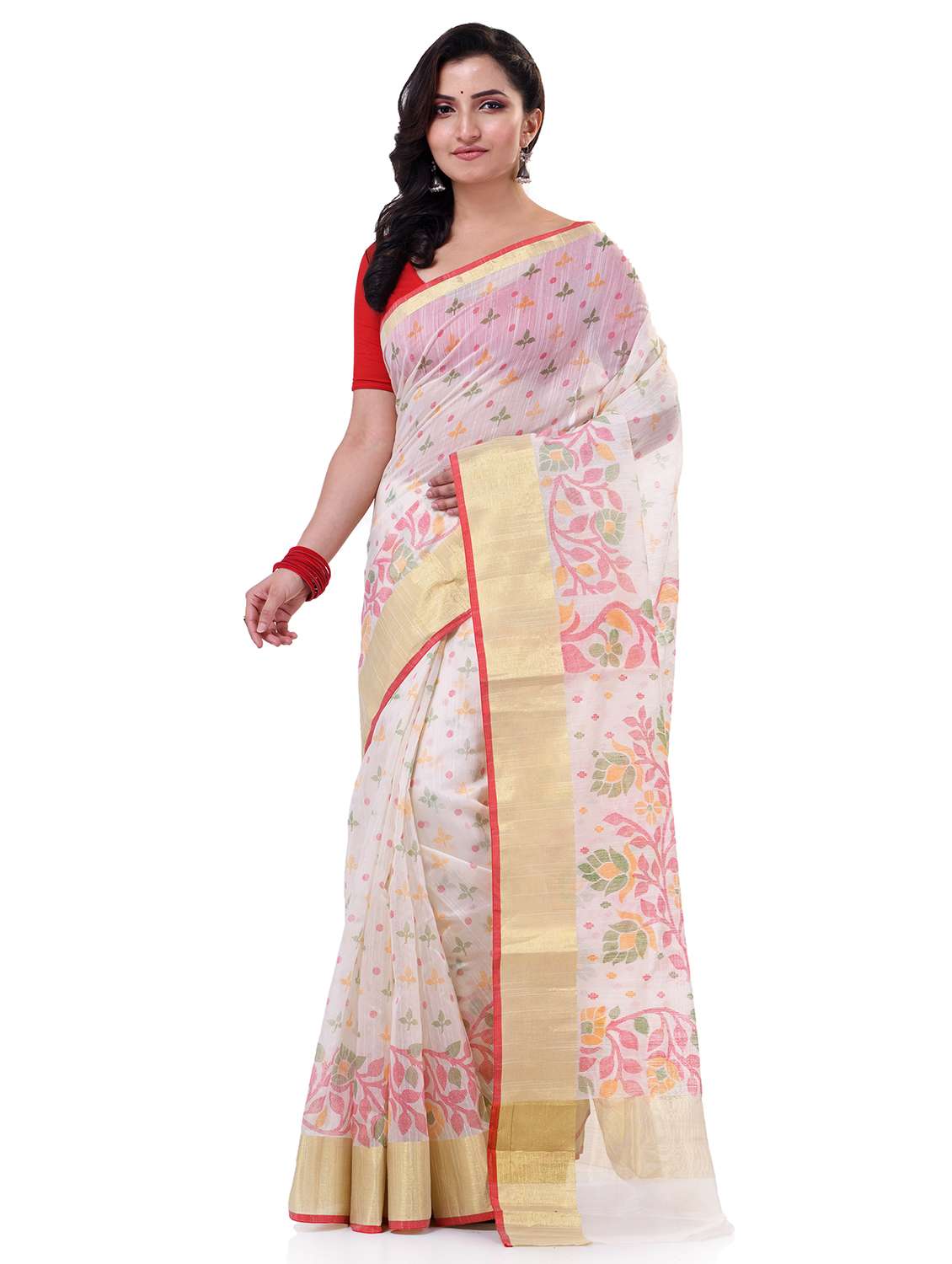 women self design bordered saree with blouse