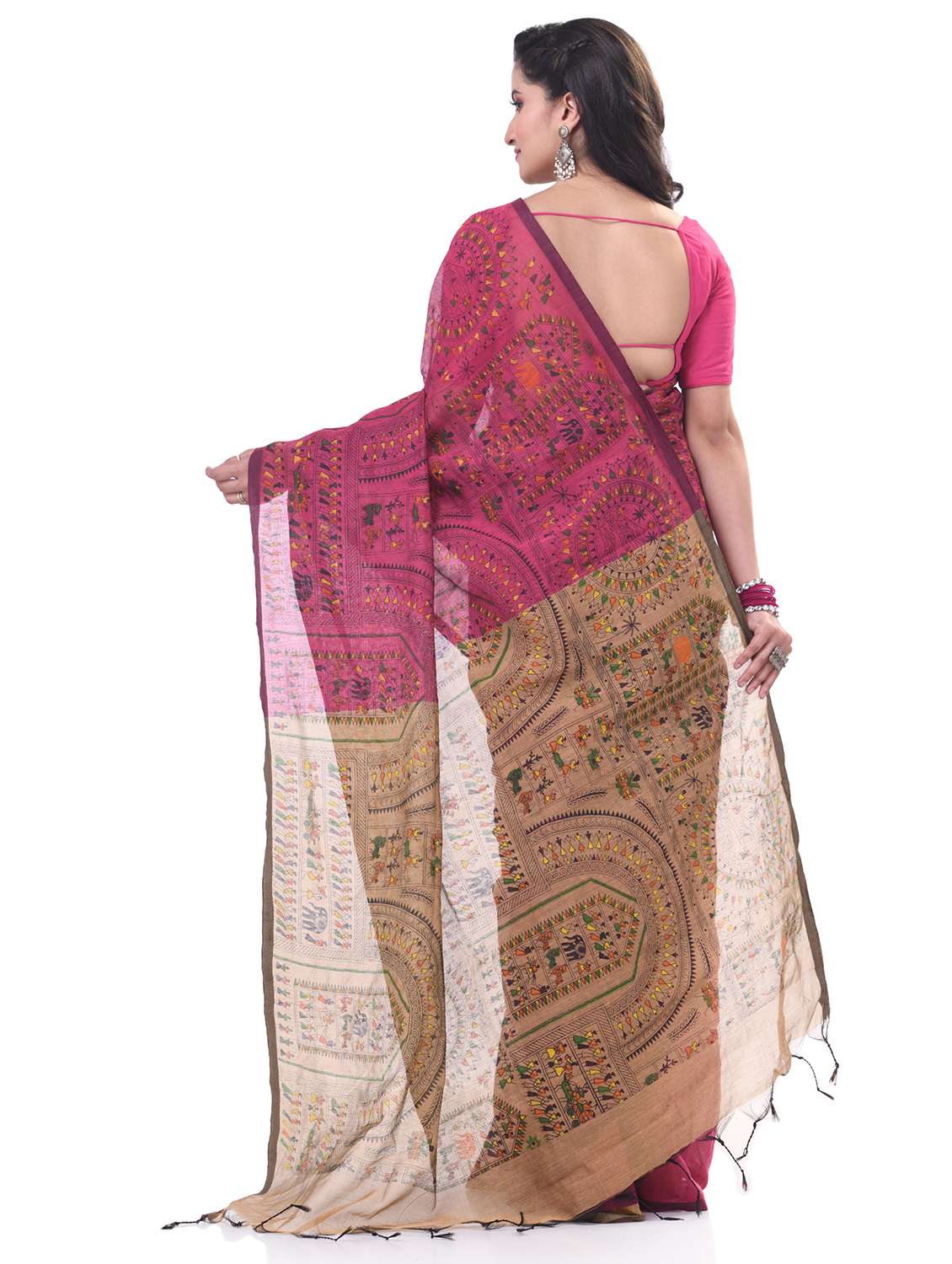 women warli printed saree with blouse - 21977498 - Standard Image - 1