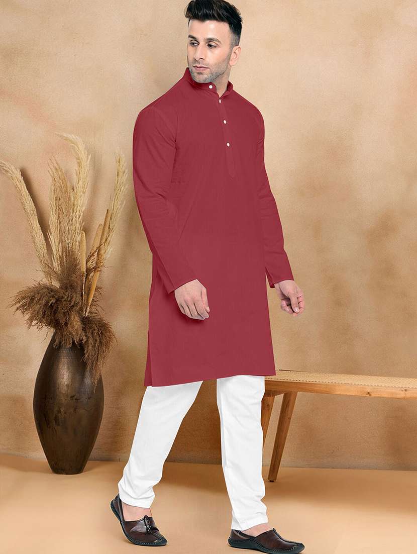 men pack of 2 solid mandarin neck kurta pyjama set - 21977539 -  Standard Image - 1