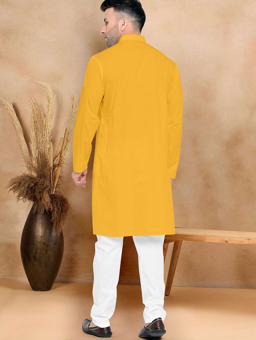 men pack of 2 solid mandarin neck kurta pyjama set - 21977545 -  Standard Image - 4