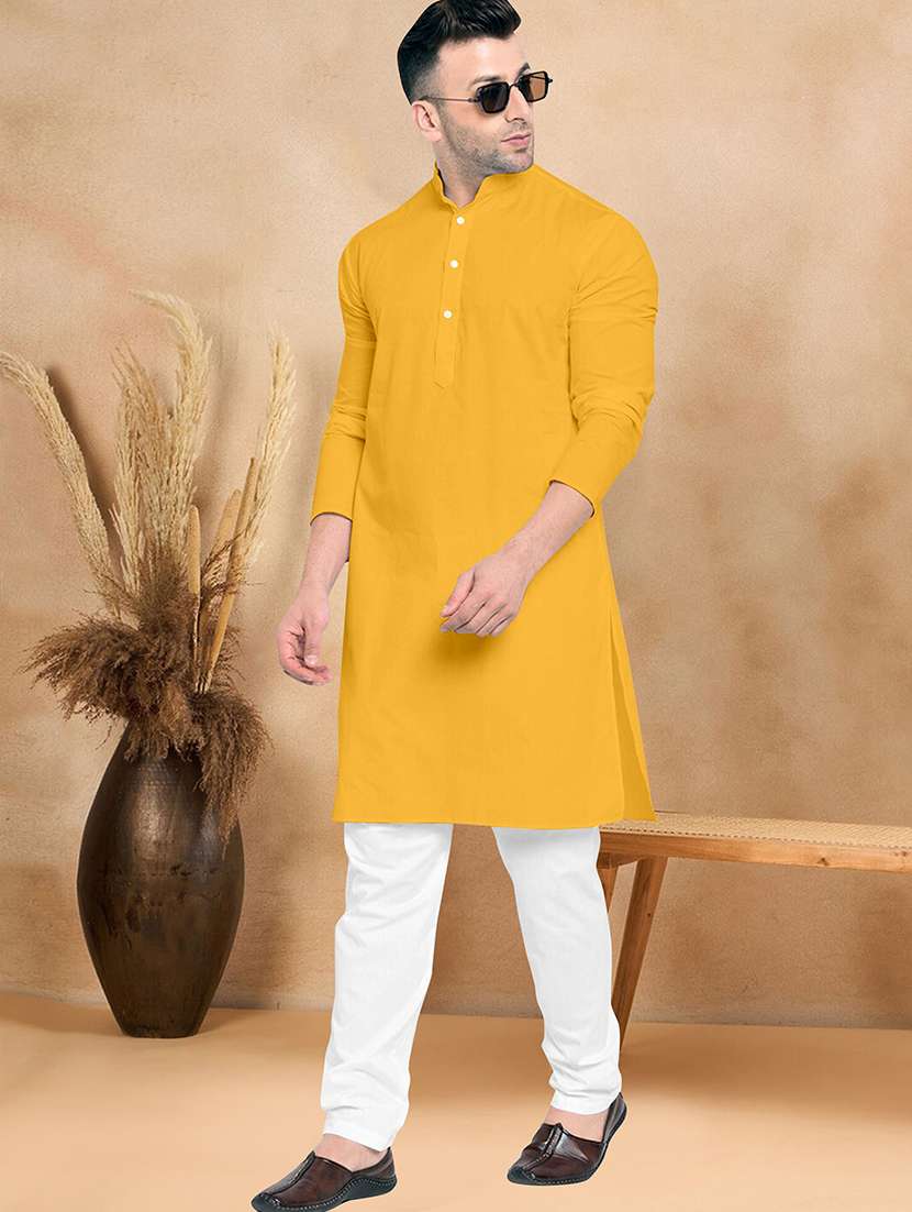 men pack of 2 solid mandarin neck kurta pyjama set - 21977557 -  Standard Image - 1