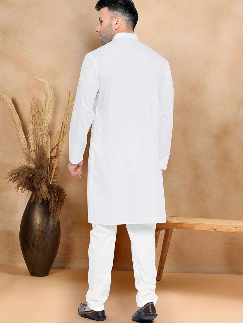 men pack of 2 solid mandarin neck kurta pyjama set - 21977557 -  Standard Image - 4