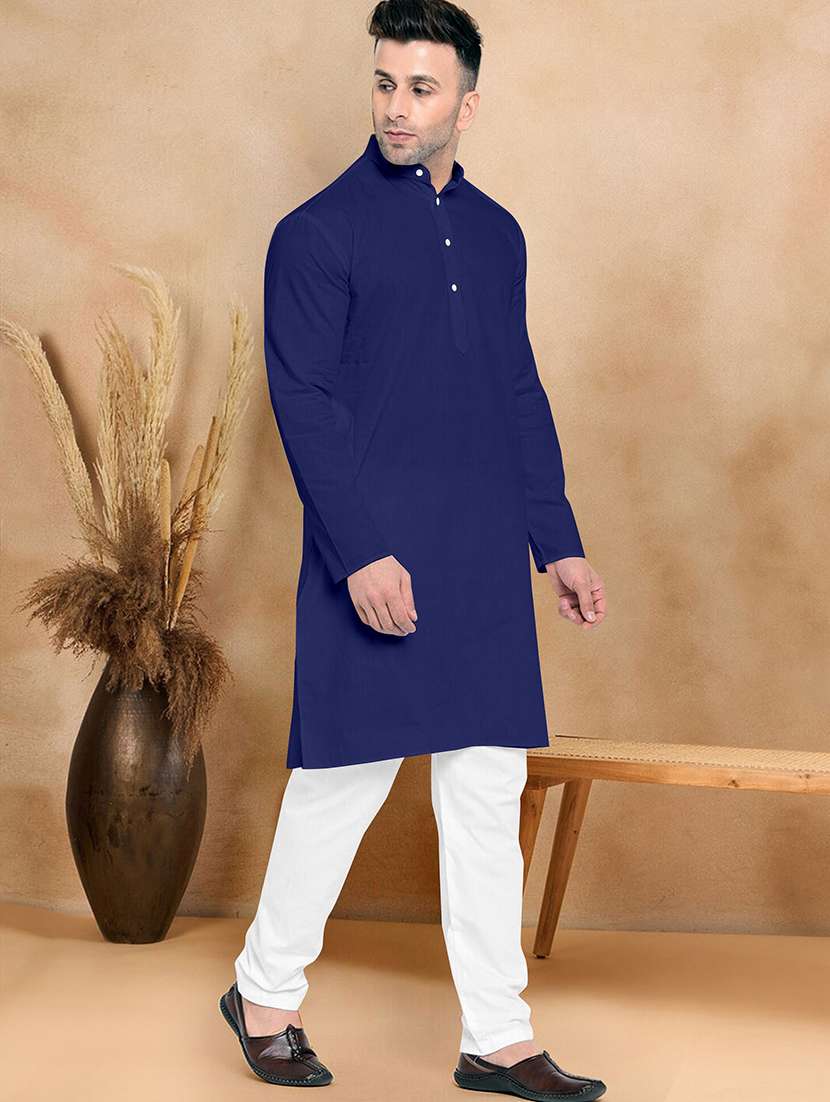 men pack of 2 solid mandarin neck kurta pyjama set - 21977571 -  Standard Image - 1