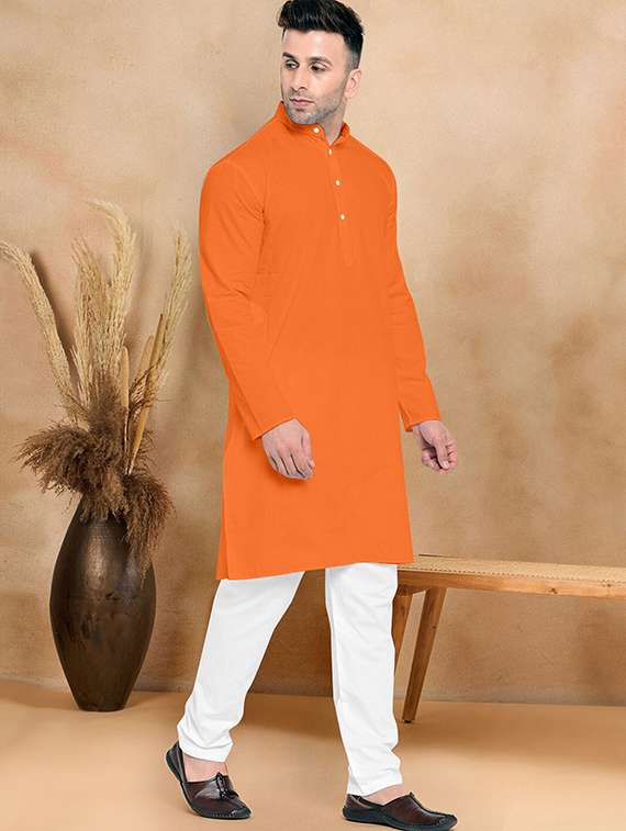 men pack of 2 solid mandarin neck kurta pyjama ethnic wear set - 21977579 -  Standard Image - 1